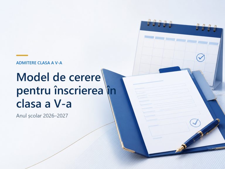Model cerere înscriere clasa a V a / an școlar 2026 – 2027