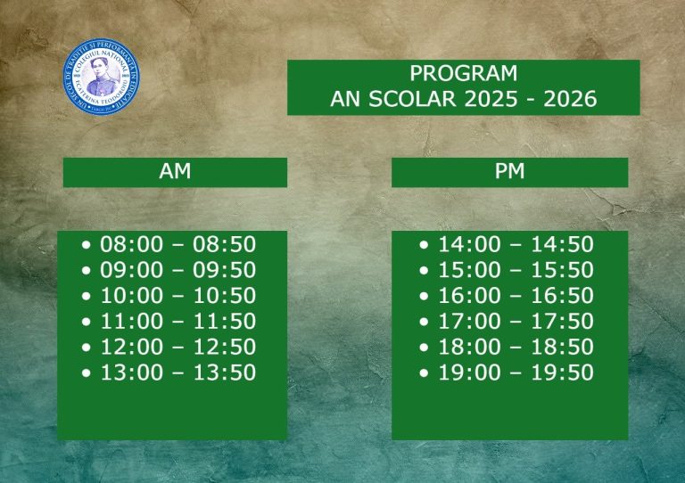 Programul cursurilor în anul școlar 2025–2026