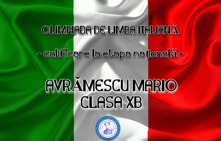 Mario Avrămescu – calificare la etapa națională a Olimpiadei de Limba Italiană