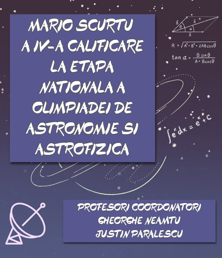 Mario Scurtu, a patra calificare consecutivă la Olimpiada Națională de Astronomie