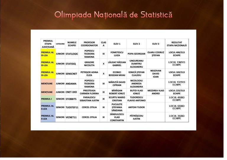 Rezultate foarte bune la Olimpiada Națională de Statistică 2025