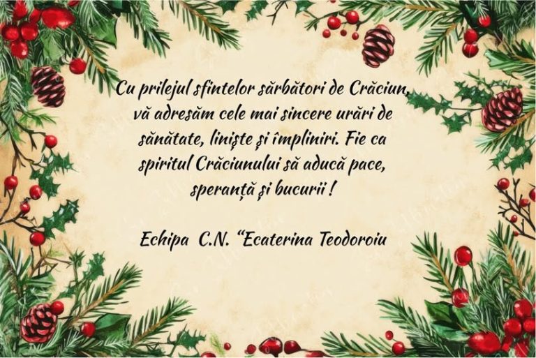 Sărbători de Crăciun cu sănătate, liniște și împliniri!