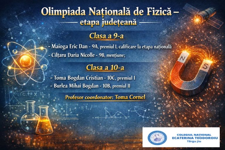 Rezultatele elevilor CNET la etapa județeană a Olimpiadei Naționale de Fizică 2026