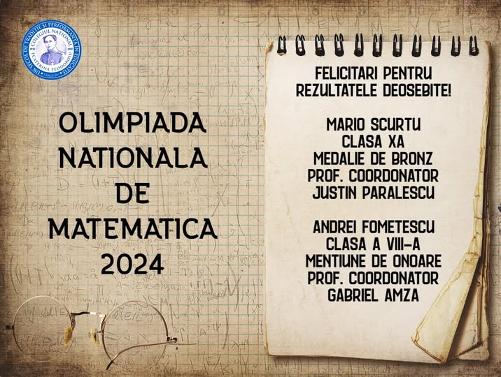 Mario Scurtu și Andrei Fumetescu – premii la Olimpiada Națională de Matematică 2024