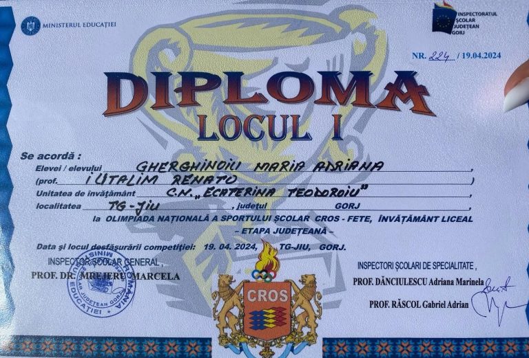 Maria Gherghinoiu – calificare la etapa națională ONSS de cros