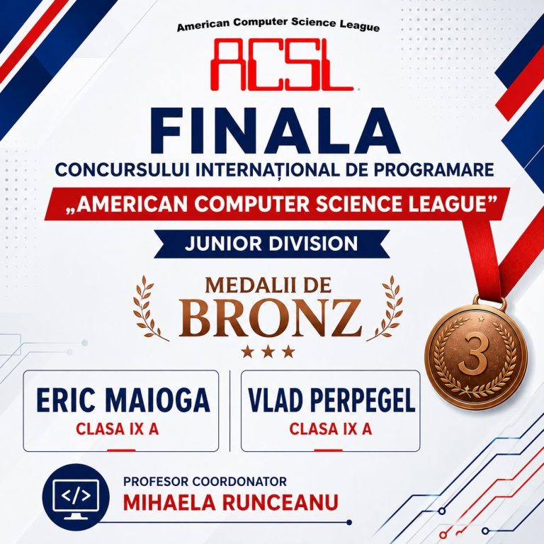 Eric Maioga și Vlad Perpegel, medaliați cu bronz la finala American Computer Science League