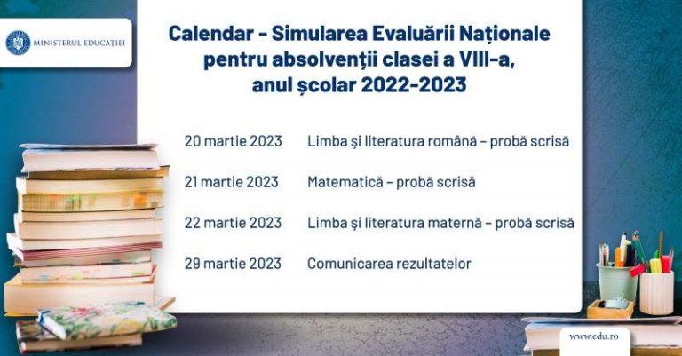 Simularea Evaluării Naționale 2023 – program și informații pentru elevi