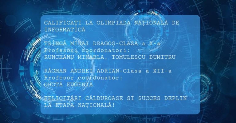 Mihai Dragoș Trîncă și Andrei Adrian Ragman – calificați la Olimpiada Națională de Informatică