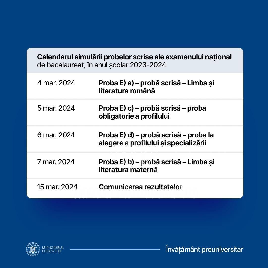 Precizări pentru simularea examenului național de bacalaureat 2024 – fotografia 1