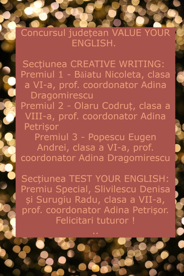 Premii la Concursul Județean „Value Your English” 2024
