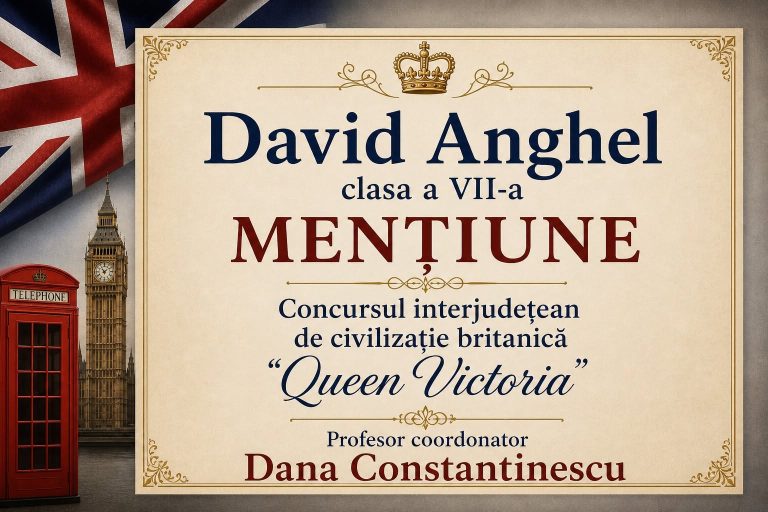 David Anghel – mențiune la Concursul interjudețean „Queen Victoria”