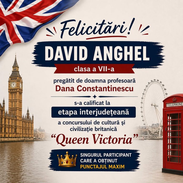 David Anghel – calificare la etapa interjudețeană a Concursului „Queen Victoria”