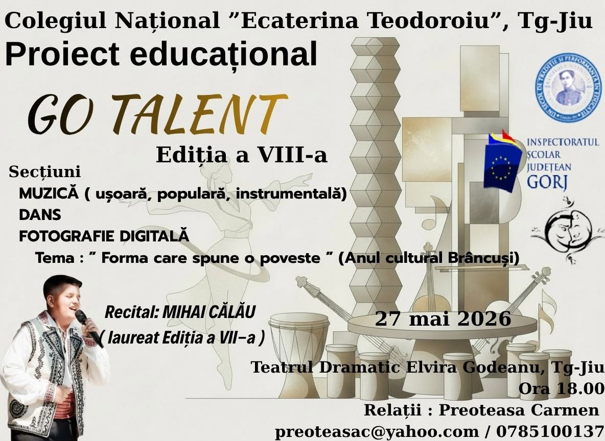 GO TALENT 2026 – concurs județean de muzică, dans și fotografie
